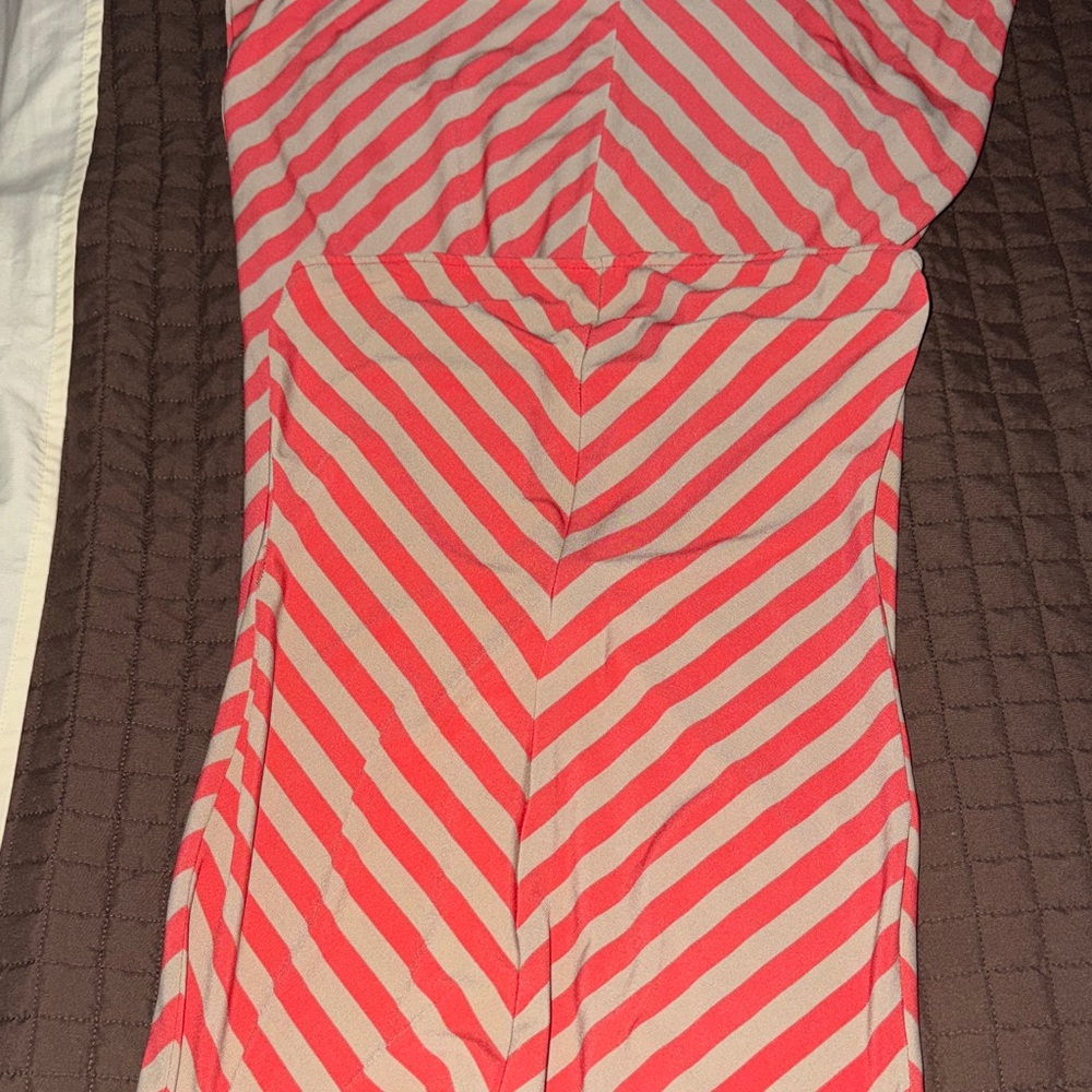 2B Bebe Pink and White Striped Maxi Dress
